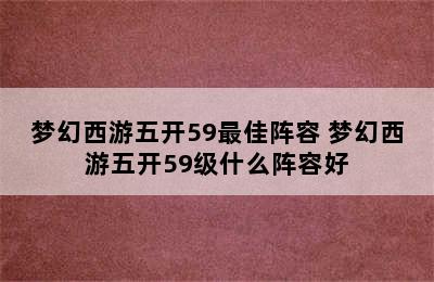 梦幻西游五开59最佳阵容 梦幻西游五开59级什么阵容好